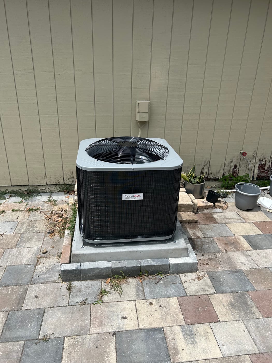 Mr Freeze HVAC — Condenser on paver patio
